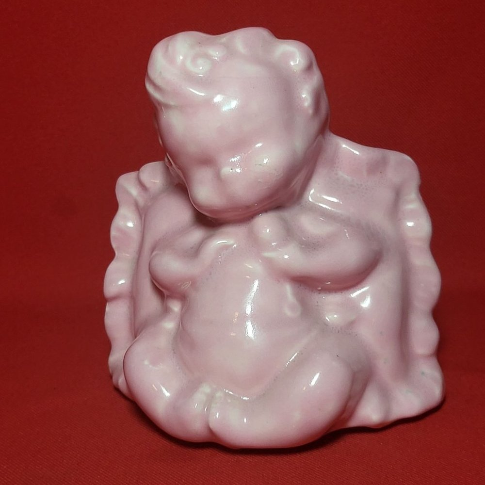 VTG Pink Baby Laying on Pillow Planter Vase